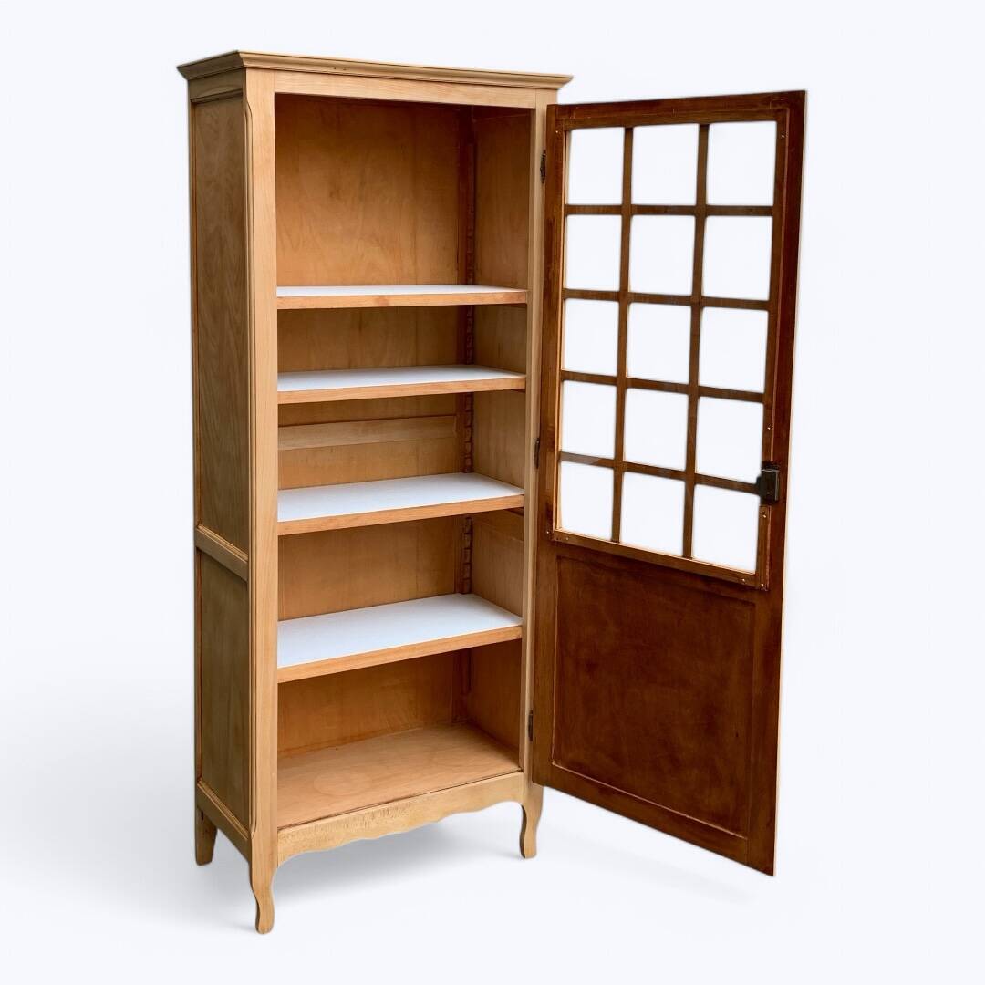 Parisian glass cabinet, raw wood, 1960s