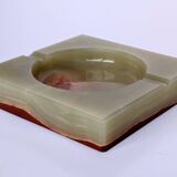 ​Italian ashtray in green and red onyx - 15 cm x 15 cm