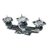 SWAROVSKI candle holder three candles in cut crystal signed 18.5 x 9 x 4cm