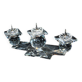 SWAROVSKI candle holder three candles in cut crystal signed 18.5 x 9 x 4cm