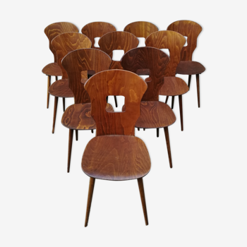 10 chaises Baumann, modèle Gentiane, années 50