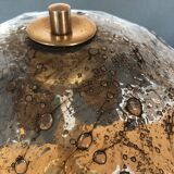 Large antique table lamp in glass and brass