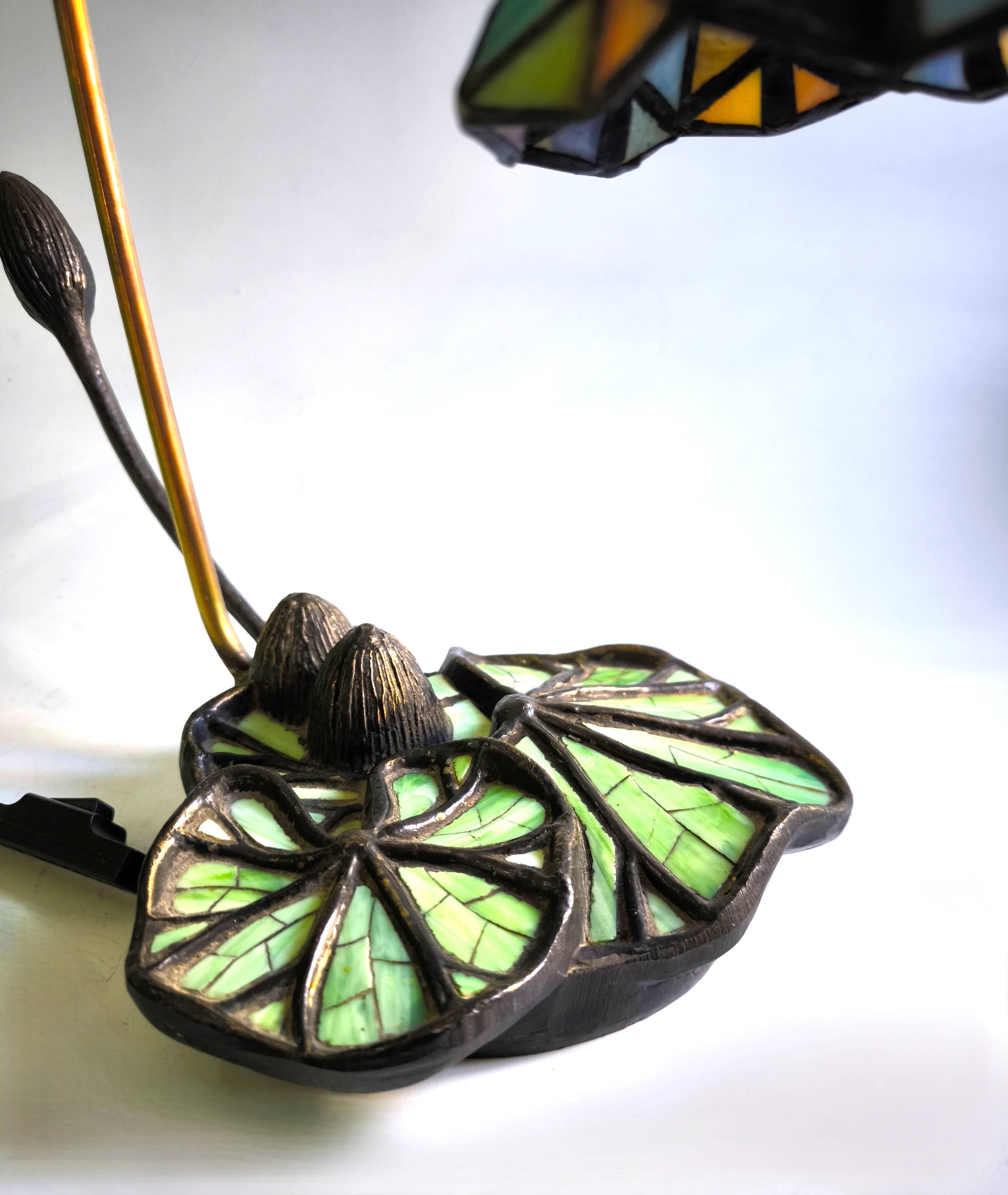 Art Nouveau Table Lamp Tiffany Style "Lotus Flower"