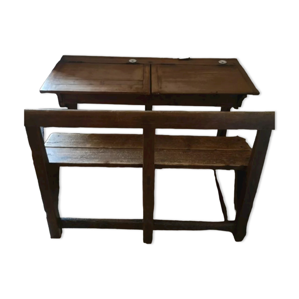 Bureau d'écolier en bois vintage