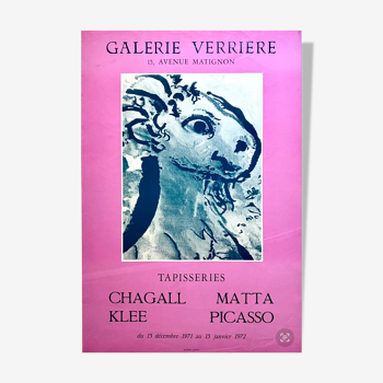 Affiche originale de la galerie verrière - tapisseries de chagall matta klee picasso
