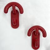 Set of 5 red coat hooks by Con&Con Italy, 1970