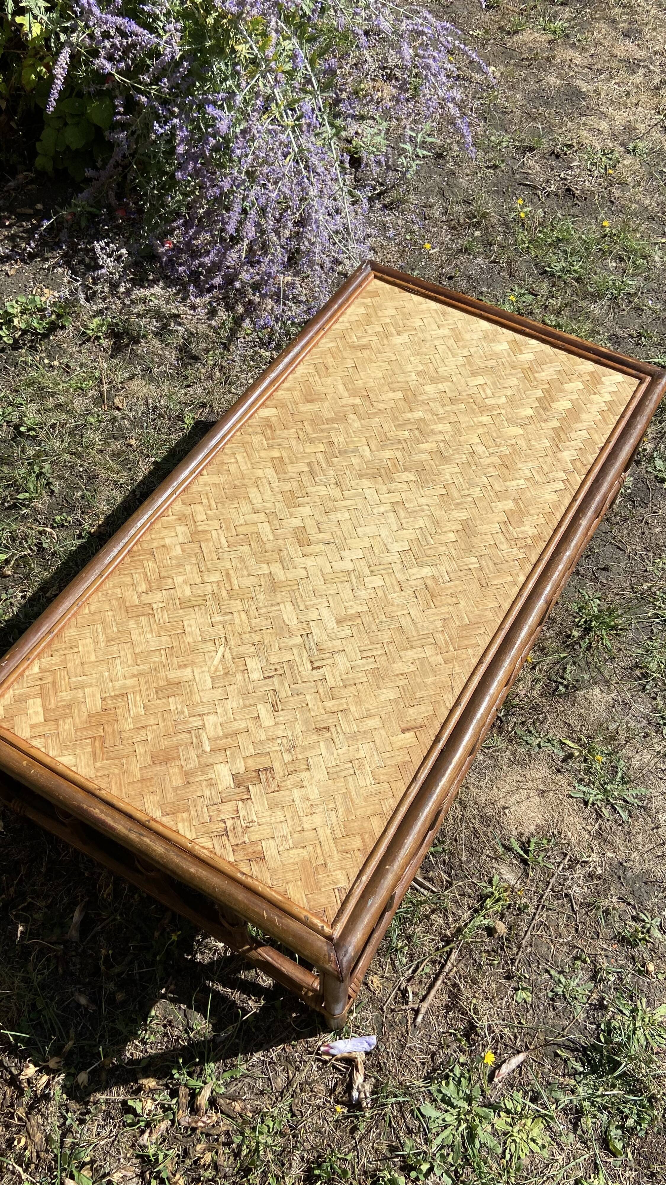 Vintage rattan coffee table