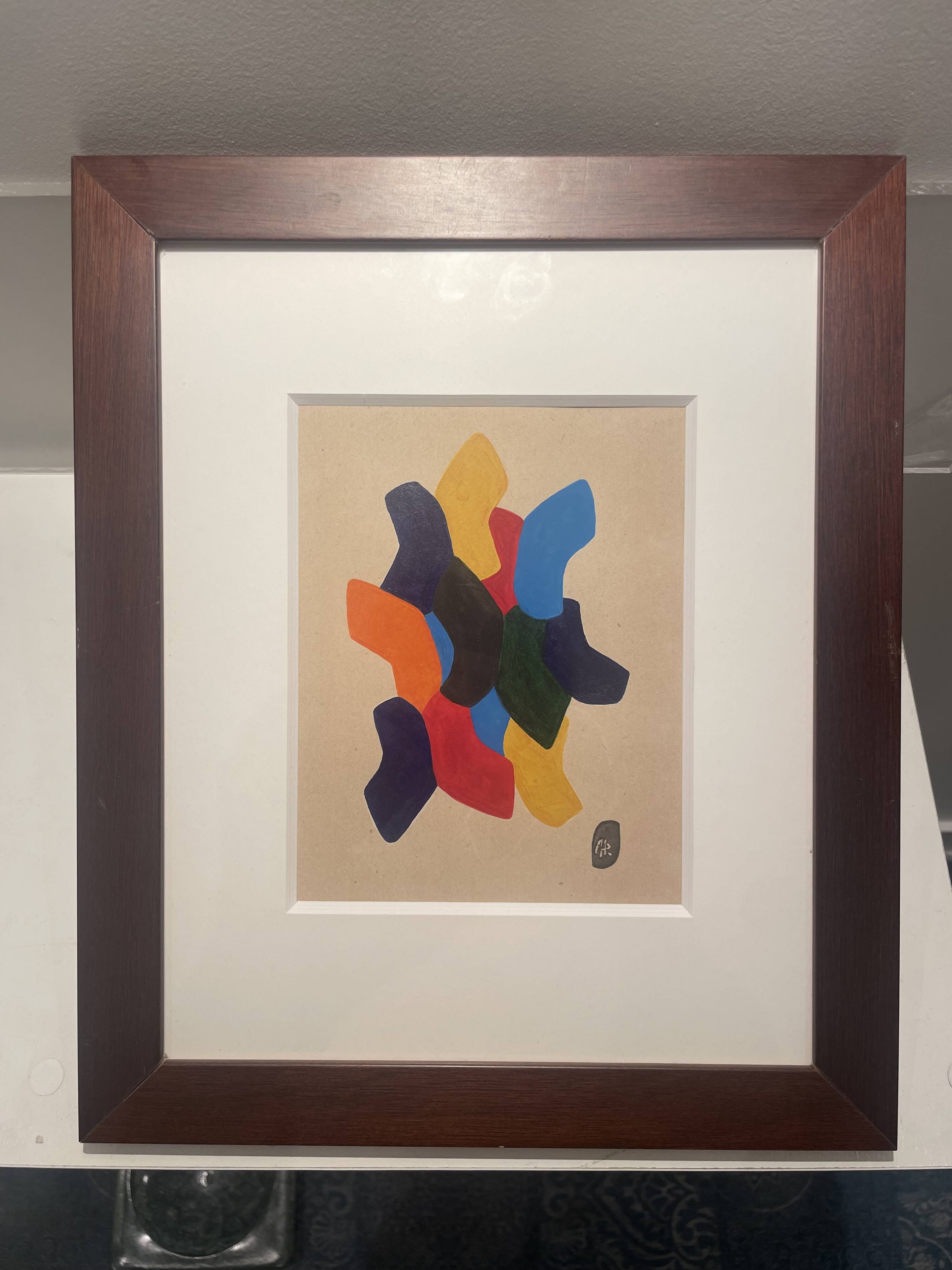Triptyque peinture abstraite - Auguste Perrin - 1972