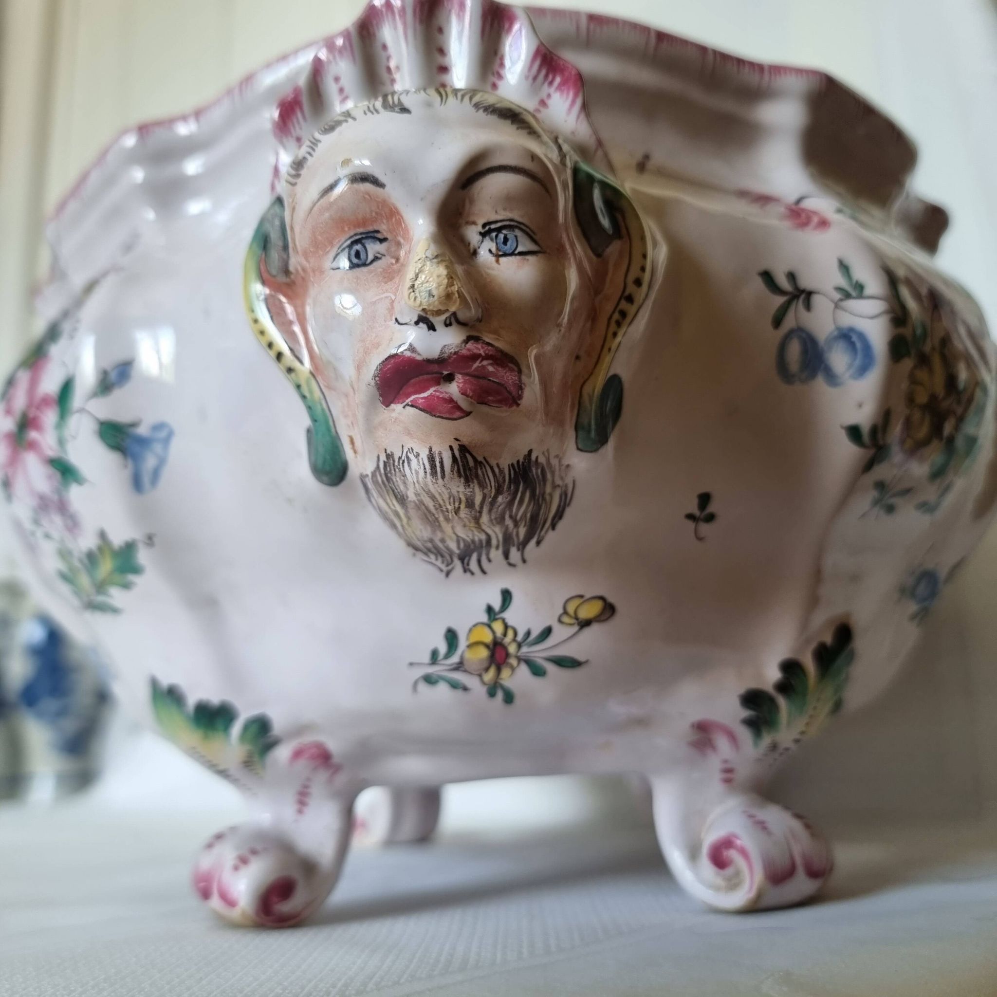 Antique 18th century Marseille earthenware planter by Veuve Perr