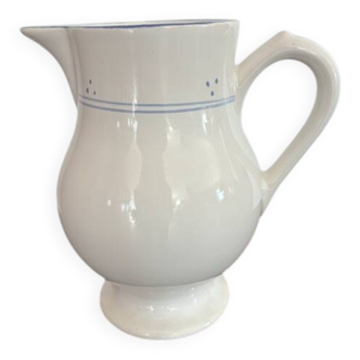 White pitcher with blue trim - Niderviller France