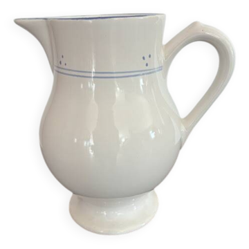 White pitcher with blue trim - Niderviller France