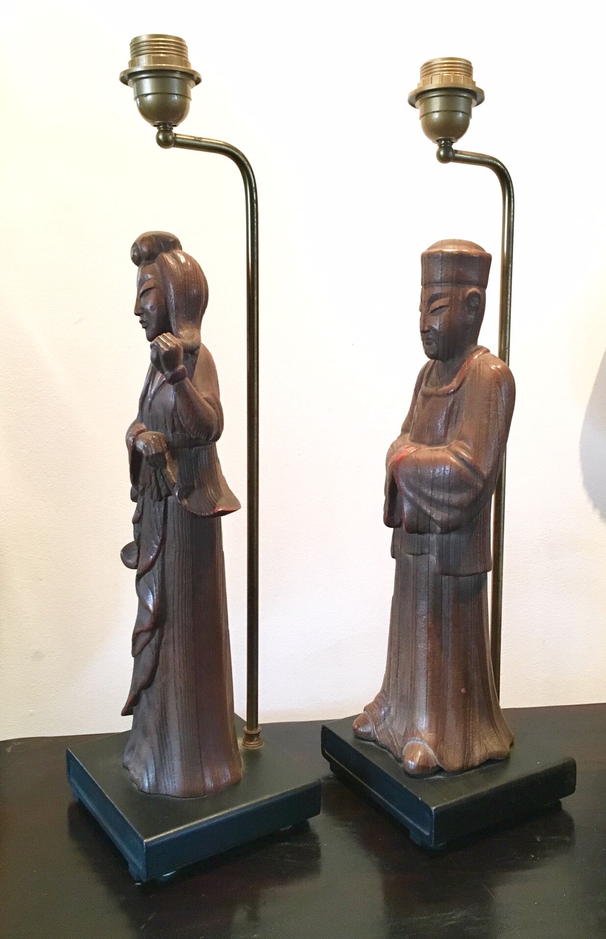 A Pair Of Wooden Lamps The Way of James Mont