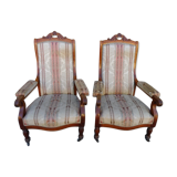 Paire de fauteuils voltaire Napoleon lll en acajou du XlX ème siecle ref je