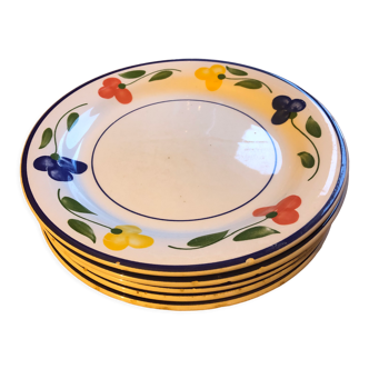 5 assiettes plates vintage fleurs