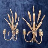 Pair of wall sconces XXth ears of wheat hollywood