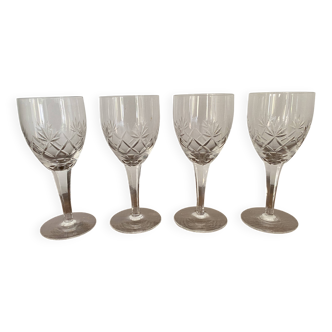 Vintage chiseled crystal wine glass 4 pieces