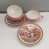 Three tea or coffee cups made of vintage japanese porcelain