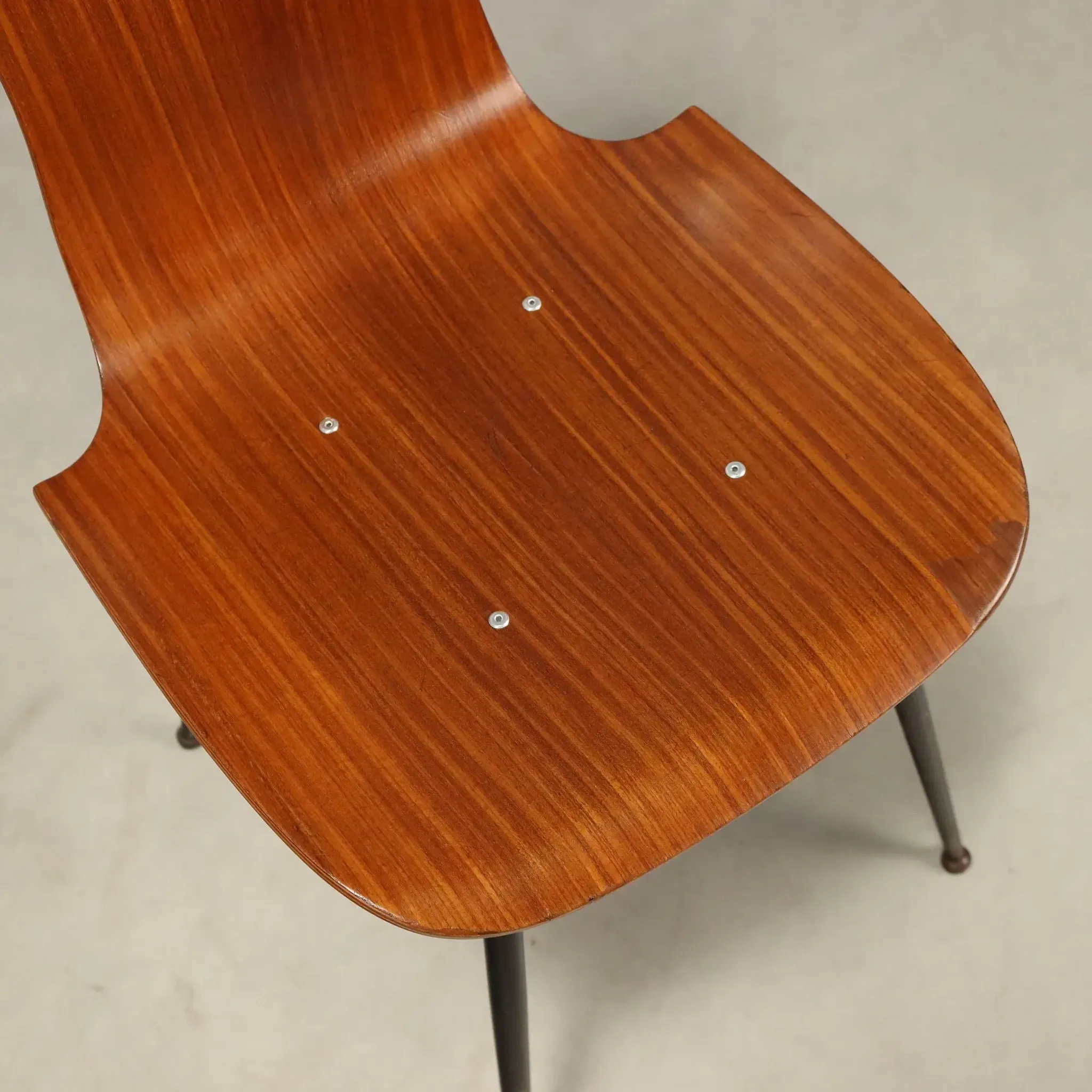 Vintage plywood and metal chairs, Italian design, 1960s.