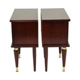 Koppel vintage nachtkastjes mahonie fineer messing regency stijl nachttafels 50cm