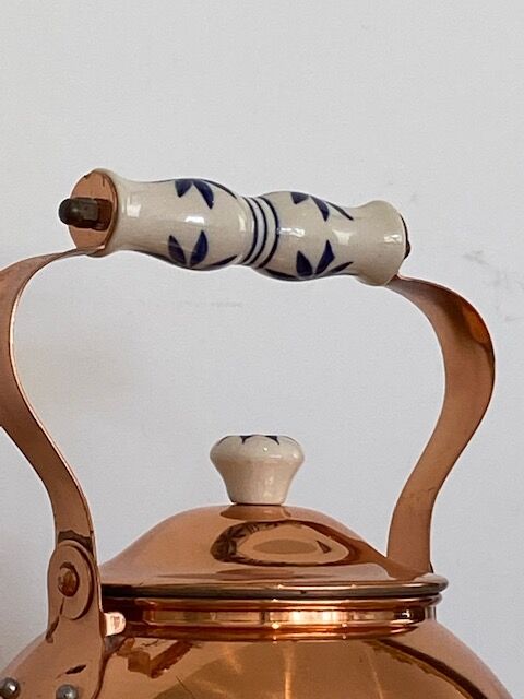 Vintage copper and ceramic kettle