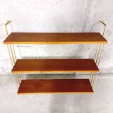 Etagère murale vintage en teck et laiton doré style String Tomado