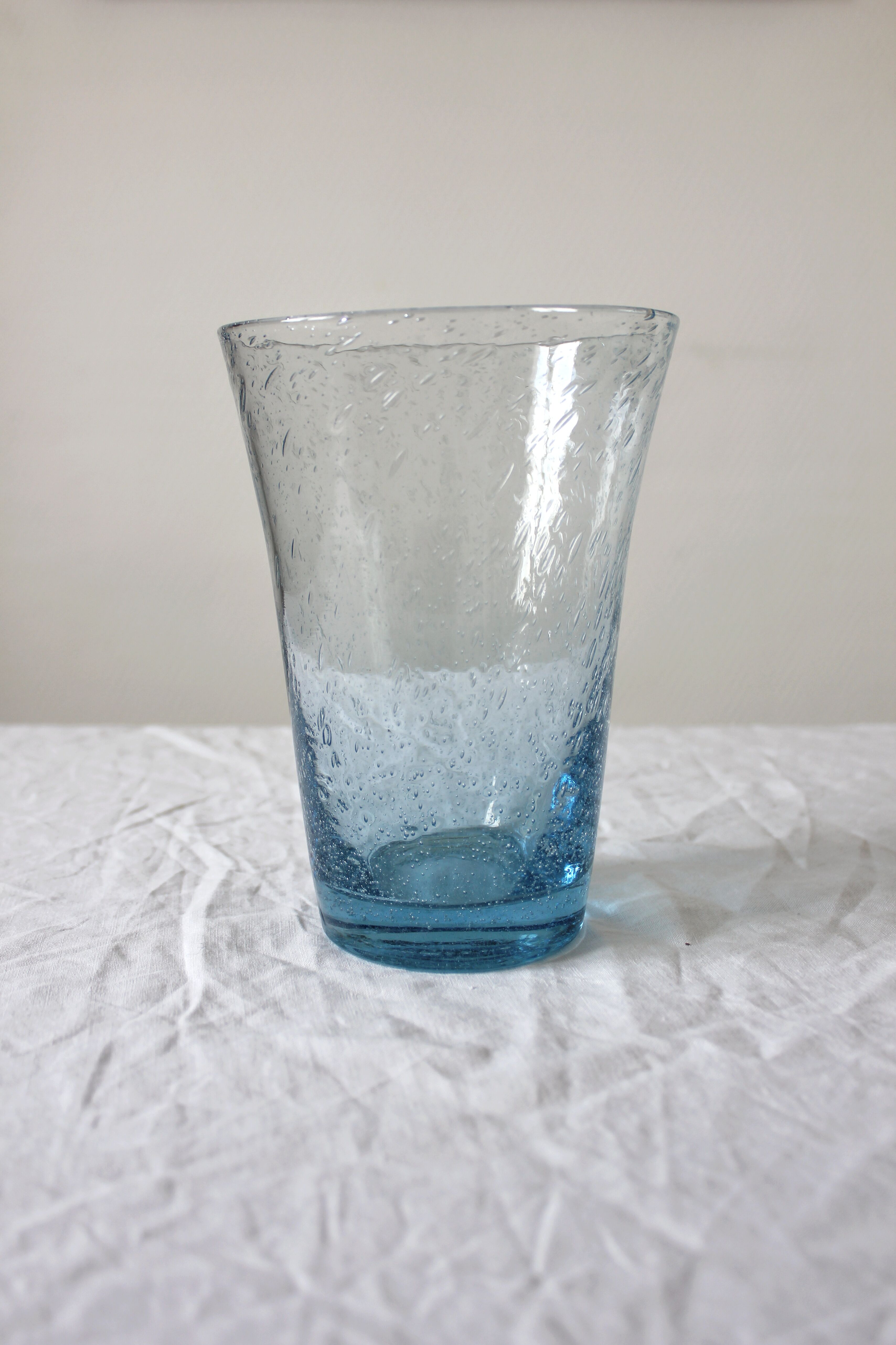 Vintage Biot Light Blue Bubble Blown Glass Vase