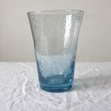 Vintage Biot Light Blue Bubble Blown Glass Vase