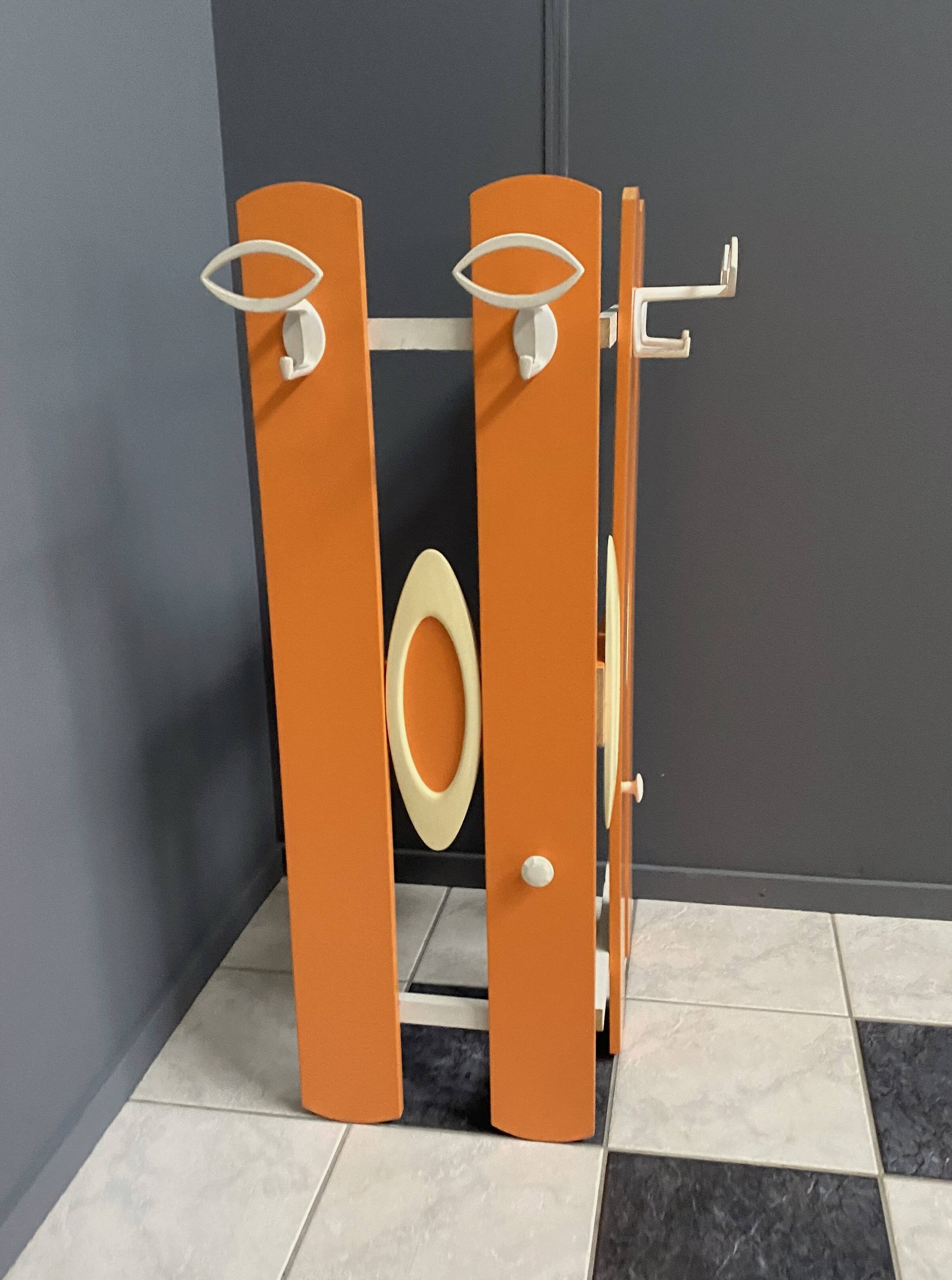 Orange wall unit Coat rack 1970s by ED Design
