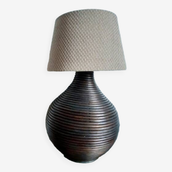 Grande lampe en rotin vintage, vers 1970