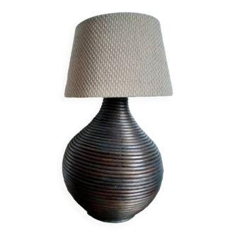 Grande lampe en rotin vintage, vers 1970