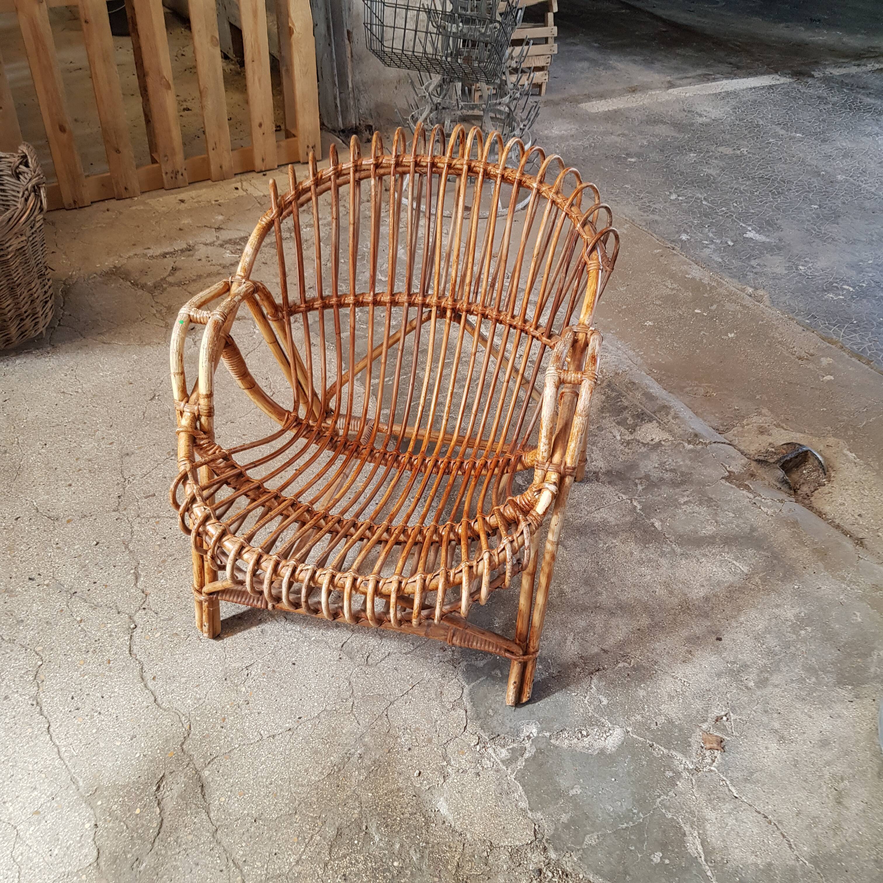 Armchair basket adult wicker curly