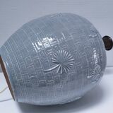 ceramic lamp in the shape of an XL pot, palm leaf decor, 80s