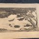 Charcoal drawing and ink the pines Carqueiranne sign Ryg