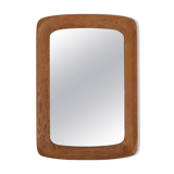 Mid-century modern sculptural wall mirror in stained oak, glass, Glas & Trä 1959