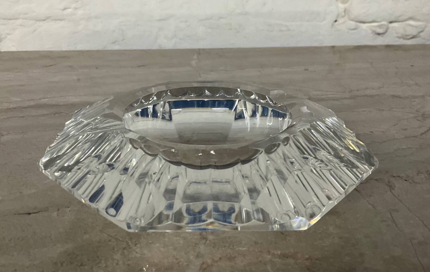 Val St Lambert hexagon ashtray in cut crystal