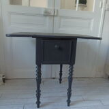 Louis Philippe bedside table with flaps, slate grey