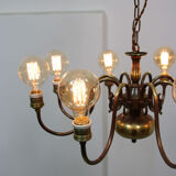 Viennese minimal brass 8-arm chandelier