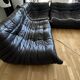 Togo corner sofa in Indiana Ink leather (2 two-seater benches and 1 corner piece)