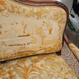 Louis XV style sofa late 19th century in walnut wood and Arras tapestry