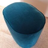 Velvet pouf, duck blue