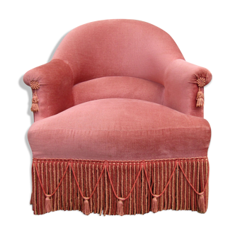Fauteuil crapaud rose vintage