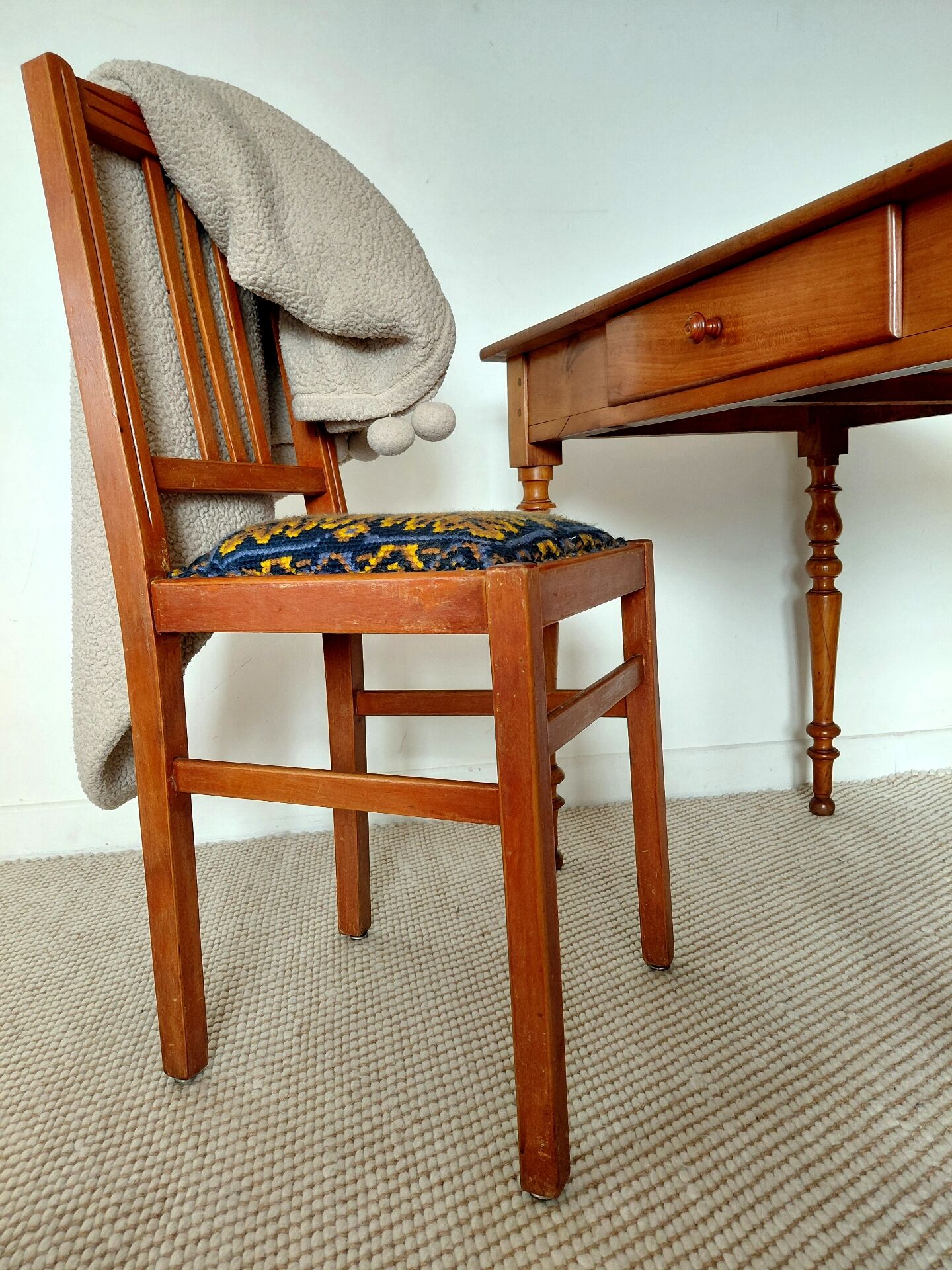 Fischel bistro chair "Indislocables" solid wood 1940s-1950s