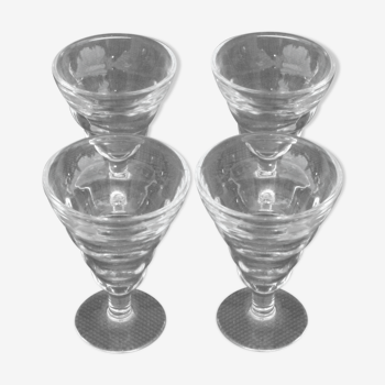 4 Old glasses of bistro blanc or blanc limé - Duralex France