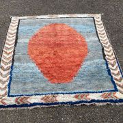 Handmade wool Berber rug with long pile, 110x150cm.