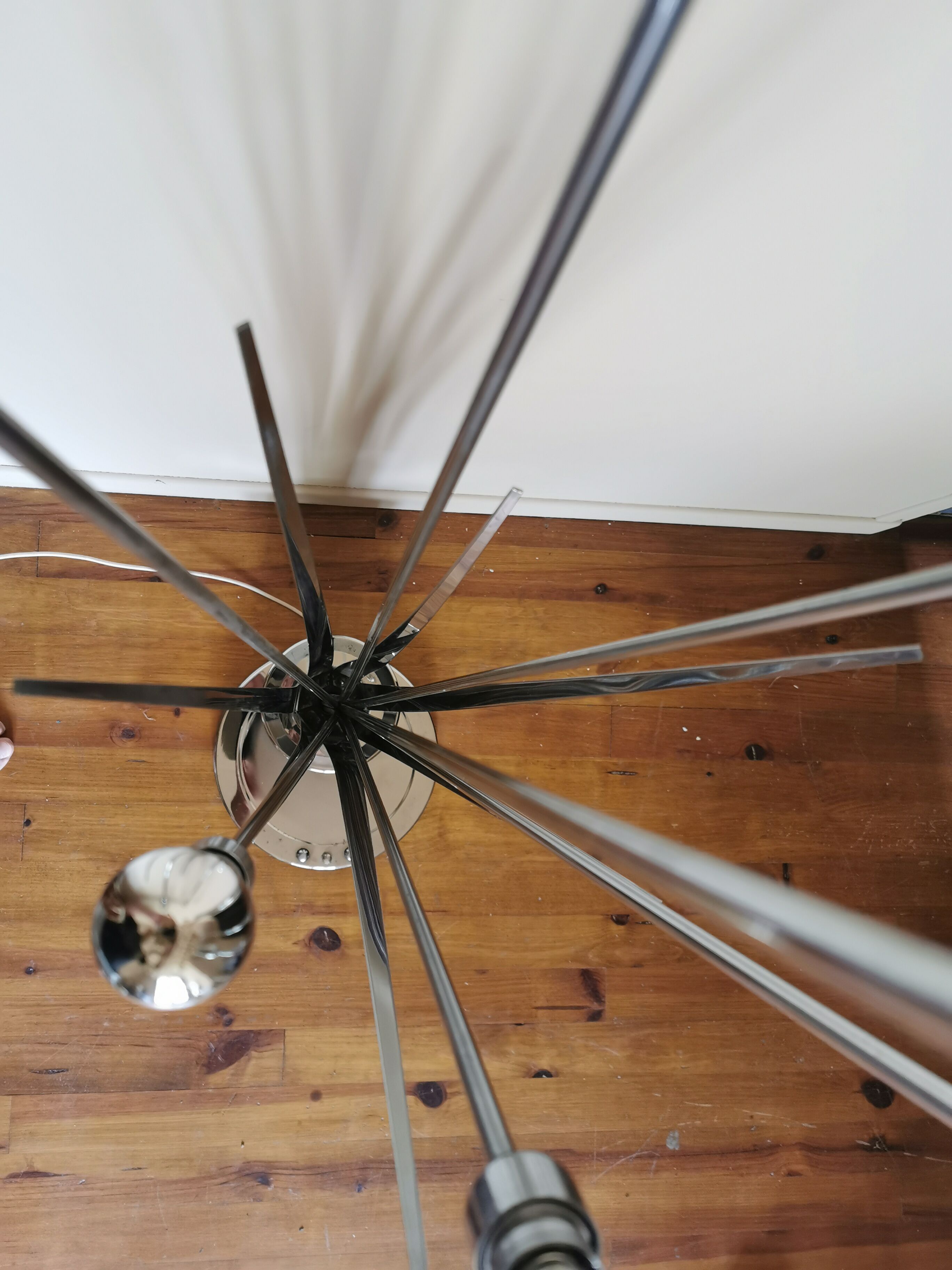 Vintage 1970 chrome metal lamp 7 branches