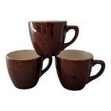 Set of 3 vintage brown coffee cups Villeroy Boch made in Luxembourg