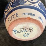 Domingo Punter Blue Ceramic Pitcher, 1983