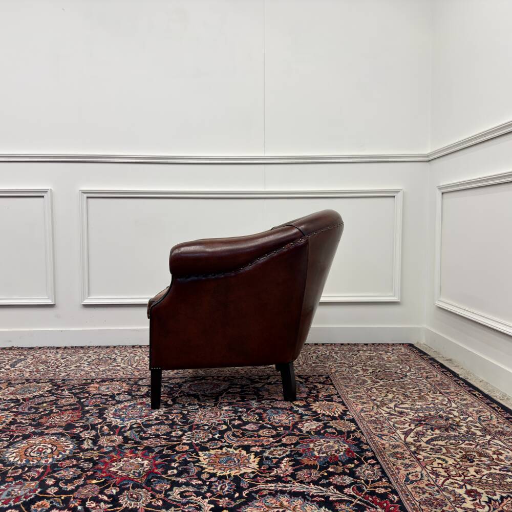 Classic English Sheepskin Leather Armchairs