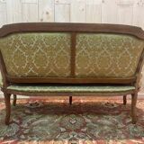Canapé - Banquette de style Louis XV soierie jaune