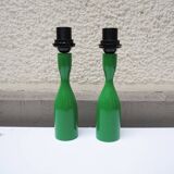 2 Old Green Wooden Lamp Bases Philippe Capelle